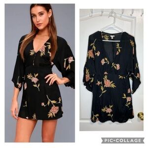 Amuse Society Black Floral Mini Dress